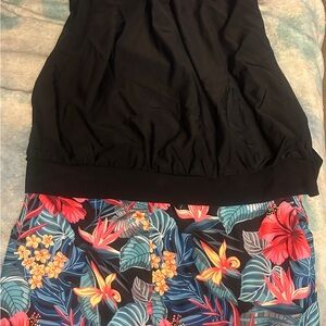 Black Top with Floral Skirt